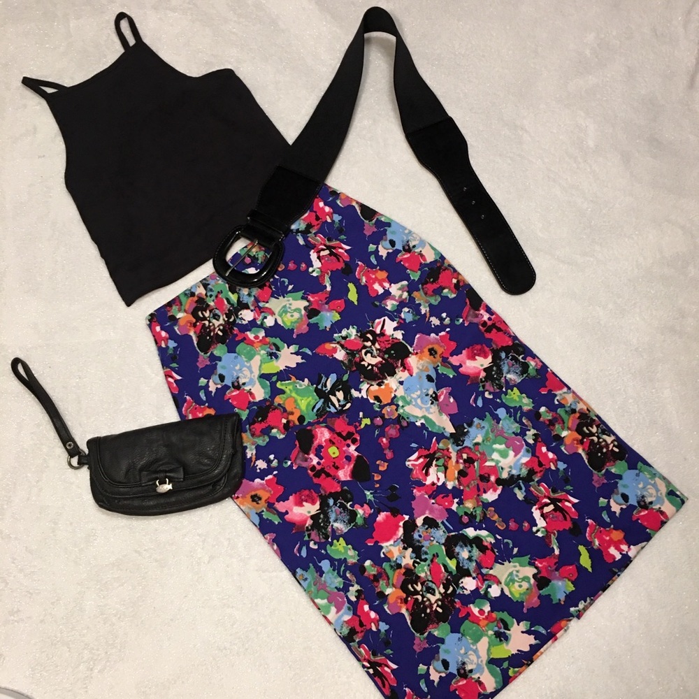 Nicole Miller Floral Scuba Pencil Skirt